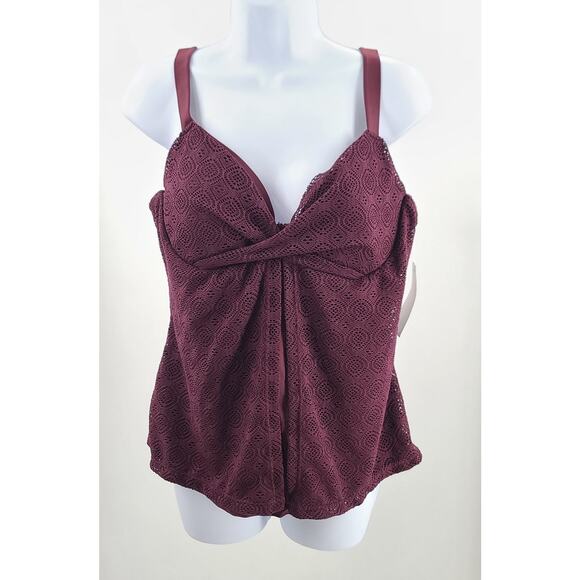 Meet Curve Swim crochet tankini top underwire lined maroon NWT size XL Maroon - Picture 2 of 10